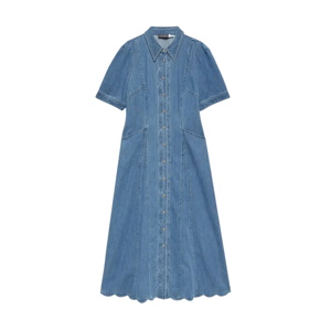 Mint Velvet Indigo Denim Scallop Detail Midi Dress